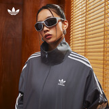 adidas情侣款复古风梭织立领夹克外套男女秋季阿迪达斯官方三叶草 深灰   S