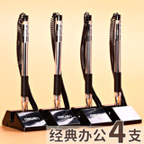 得力（deli）台笔桌面固定签字笔粘贴带线笔办公桌上柜台吧台前台中性笔酒店银行办公室固定笔黑色0.5mm水笔 经典办公款【4支装】