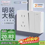 德力西（DELIXI）明装开关插座面板 CD158系列 二位双控开关带10A五孔插座
