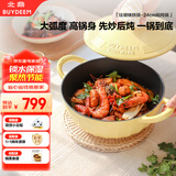 北鼎（Buydeem）珐琅锅铸铁锅焖烧炖锅电磁炉燃气灶黑珐琅24cm小鹅黄