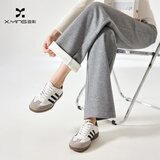 香影【加绒抗起球】直筒阔腿裤女高腰2025秋冬新款长裤宽松糯米裤 灰色 M