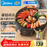 美的（Midea）电饼铛家用双面加热煎烤机烙饼锅三明治早餐机蒸汽嫩烤不沾锅电烤盘加深加大烤肉大尺寸煎烤盘3023