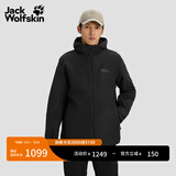 Jack Wolfskin德国狼爪秋冬户外男士防风防水透气抓绒冲锋衣三合一外套1115311 黑色/6001 XL