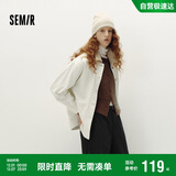 森马（Semir）森柔牛仔|牛仔外套女中长款灯芯绒翻领秋季落肩宽松103524109001