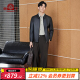 兽王海宁皮草男皮衣长袖翻领头层牛皮真皮皮衣男新复古潮皮夹克外套 2220135801黑色 XL 52(180)