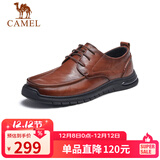骆驼（CAMEL）复古擦色牛皮耐磨软底秋大头休闲商务皮鞋男 G13S201051 黄棕 42