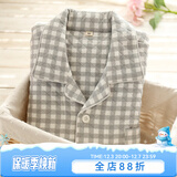 眠岛2025年秋季新款加厚夹棉冬款情侣睡衣女日系春季格子空气层家居服 男款 灰格LZ1253 L