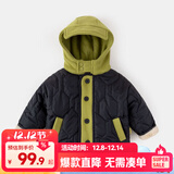嘟嘟家儿童棉服冬装宝宝加厚棉衣男童上衣连帽女童棉袄冬季小童童装外套 黑色 90
