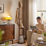 家逸衣帽架衣架落地卧室实木挂衣架办公室简约置衣架客厅晾衣服架子