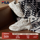 FILA 斐乐山丘鞋厚底鞋女鞋复古运动鞋秋户外休闲老爹鞋 棉花糖/朴色-MA 40