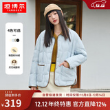 坦博尔羽绒服女短款翻领韩版宽松女士灯芯绒外套TD236266 海盐蓝 170 
