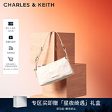 CHARLES&KEITH褶皱油蜡皮斜挎小方包手提包腋下包女士生日圣诞礼物CK2-80160183 Cream奶白色 S