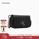Calvin Klein时尚单肩包礼物链条包包金属字母旋扣翻盖CK女包斜挎马鞍包DH3240