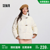 森马（Semir）森马羽绒服女新中式仿兔毛领短款保暖外套24冬新款109724113017