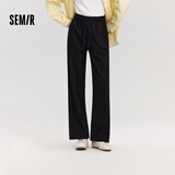 森马（Semir）休闲裤女春季松紧腰抽绳阔腿裤女生显瘦ins慵懒卫裤101125127009A