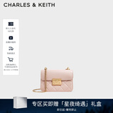 CHARLES&KEITH拼接菱格链条单肩斜挎小方包包女包生日礼物圣诞礼物CK2-80701360 CK2-80701360Light Pink浅粉色 S