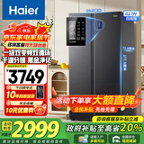 海尔（Haier）【新品】海尔冰箱双开门对开门纤薄一级能效双变频风冷无霜干湿分储大容量家用智能 补贴20% 617升+黑金净化系统+90°开门悬停