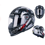 LS2摩托车头盔男女全盔四季赛车防雾3C跑盔卡丁车四季安全帽FF358 灰-狼狼图腾(赠防雾贴+头套) XXL(建议59-60头围）