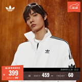 adidas情侣款复古风梭织立领夹克外套男女秋季阿迪达斯官方三叶草 亮白   S