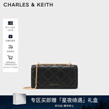 CHARLES&KEITH质感菱格链条小方钱包女包包女包生日礼物圣诞礼物CK6-10680924 Black黑（新2.0） XS