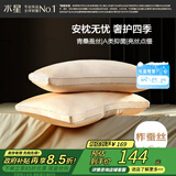 水星家纺蚕丝枕头青桑有机蚕丝A类55%莱赛尔面料护颈椎枕头芯一对48*74cm 