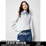 初语拼接假两件衬衫卫衣女25春秋新款知识分子时尚polo领上衣情侣 银花灰 L