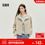 森马（Semir）外套女秋季花苞拼接格子宽松立领2025风文艺通勤夹克10A525108004