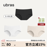ubras女士内裤女抗菌底裆中腰三角裤黑色+白色+瓷肌色S