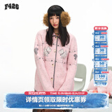 F426国潮牌秋季新款休闲百搭费尔岛花纱小狗提花毛衣 粉色 现货 S