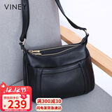 viney包包女包牛皮斜挎包妈妈中老年洋气单肩包生日圣诞礼物送女生女友
