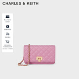 CHARLES&KEITH菱格链条单肩斜挎包小方包包女包女士生日礼物CK2-70160082 粉红色Pink S