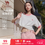 骆驼（CAMEL）夏日纯棉T神男女宽松圆领短袖上衣T恤 C35BAXLN056A 樱桃粉 L
