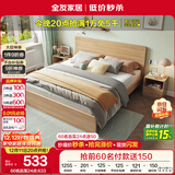 全友家居 现代简约主卧室木板床1.5x2米北欧原木色双人板式床政府补贴