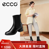 爱步（ECCO）靴子女 冬季休闲粗跟切尔西女靴皮靴 雕塑222433 HL 黑色22243301001 35