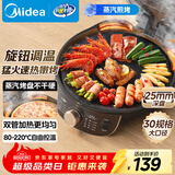 美的（Midea）电饼铛家用双面加热煎烤机烙饼锅三明治早餐机蒸汽嫩烤不沾锅电烤盘加深加大烤肉大尺寸煎烤盘3023