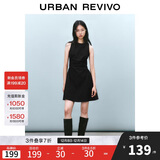 UR2025春季新款女摩登气质褶皱收腰显瘦无袖连衣裙UYY750030