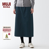 无印良品 MUJI 女式 丝光斜纹 裙子半身长裙秋冬季简约风纯棉全棉BEK37C2A 藏青色 S(155/62A)
