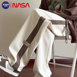 NASA BASE休闲裤子男秋冬季新款美式加绒直筒裤男青年宽松阔腿运动长裤子男 杏色（百分之90顾客选择） XL （建议120-150斤）