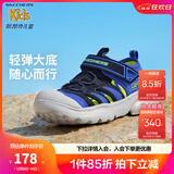 Skechers斯凯奇儿童包头凉鞋男童鞋夏季轻质防滑女大童大头沙滩鞋302969L 黑色/蓝色/柠檬色/BBLM 33.5