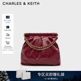 CHARLES&KEITH子母链条大容量流浪包托特包单肩斜挎包女包生日礼物CK2-40671449 【L号】Burgundy葡萄酒红色 L