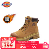 Dickies女士马丁靴高帮时尚情侣靴百搭工装靴女 土黄-加绒 女款-36 