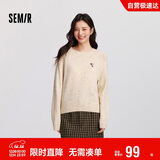 森马（Semir）史努比系列毛衣女冬彩点含羊毛插肩袖绣花圆领套头衫101724107025