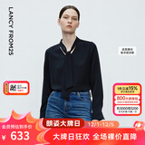 朗姿【朗姿Basic衣橱】明星同款法式衬衫气质衬衣长袖上衣秋季新款女 黑色 S