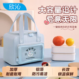 欣沁午餐包饭盒袋便当包保温袋包帆布手提袋加厚大容量便捷式 蓝色