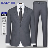 罗蒙西服套装男士修身职业正装西装套装商务伴郎服新郎服结婚礼服男装