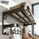 馨沛太空铝折叠毛巾架免打孔卫生间置物架浴室洗澡间厕所卫浴挂毛巾杆