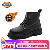 Dickies马丁靴女6孔春季新款短靴 经典光面平底英伦风女靴秋冬新款 28黑色(加绒) 36