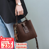 YUYULA牛皮包包女包水桶包通勤轻奢单肩斜挎包生日圣诞礼物送女生女友
