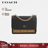 蔻驰（COACH）【品牌直供】女士KLARE小号单肩斜挎风琴包棕色配黑色91019