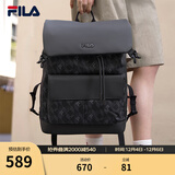 斐乐FILA官方男士背包【黑武士】双肩包防泼水老花轻便大容量电脑包 正黑色-BK XS